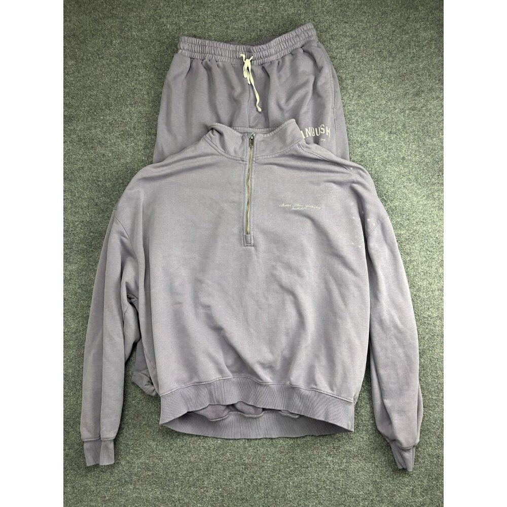 Vanquish Fitness Tracksuit Mens 3XL Purple 1/4 Zip Sweatshirt Joggers Set